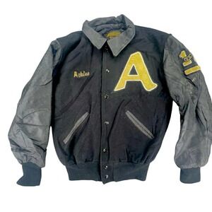 Vintage Rock Creek Huskies Letterman Jacket Black Gold Varsity 2011‎ small
